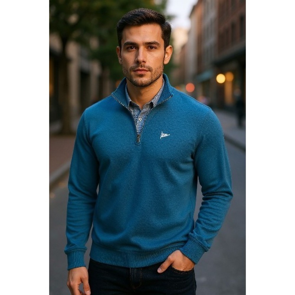 Peter Millar Quarter Zip Pullover Sweater Teal Blue Men's XXL Golf‎ Casual